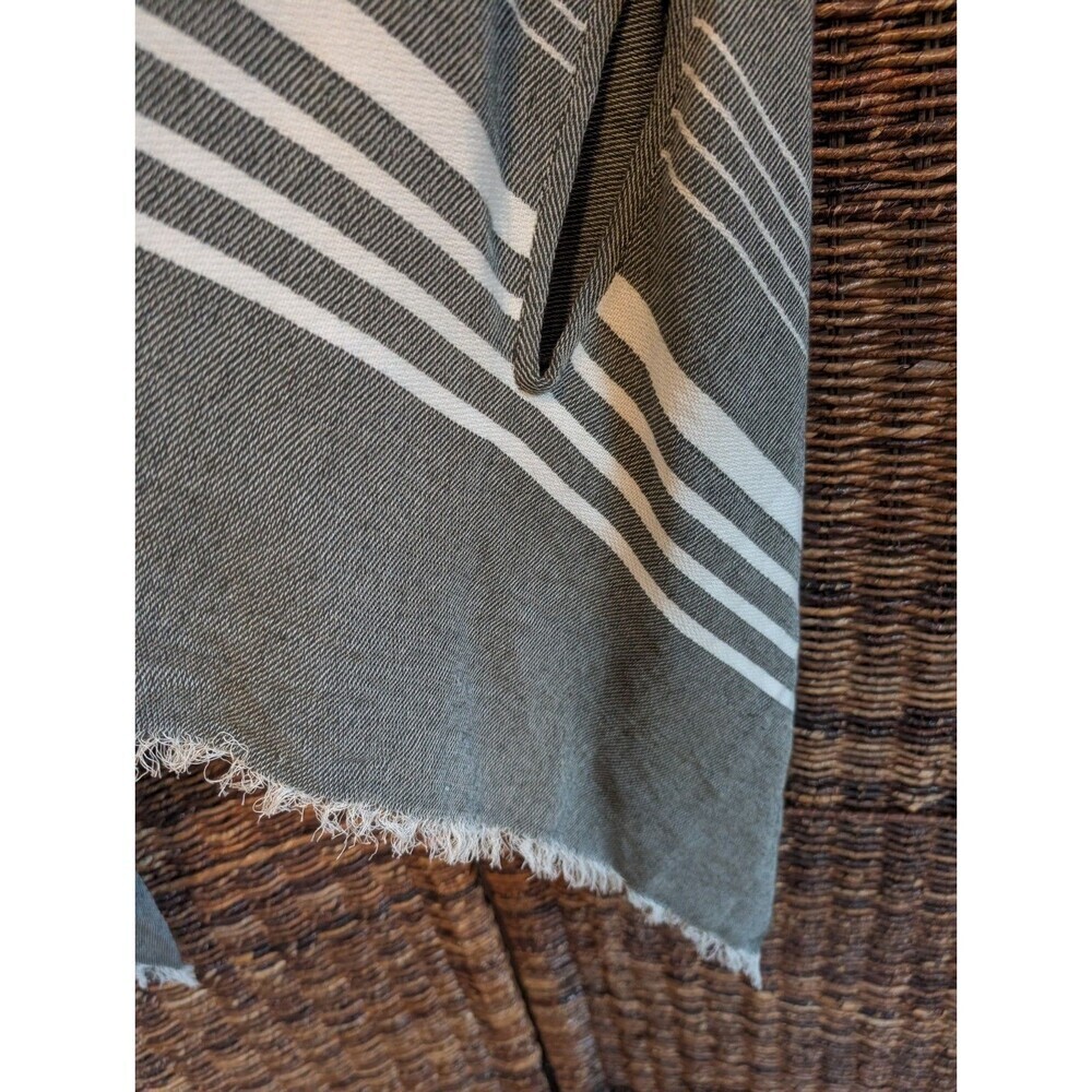 J. Crew Chic Striped Cape Wrap Scarf Poncho Women's One Size Gray Boho Top - Picture 3 of 6